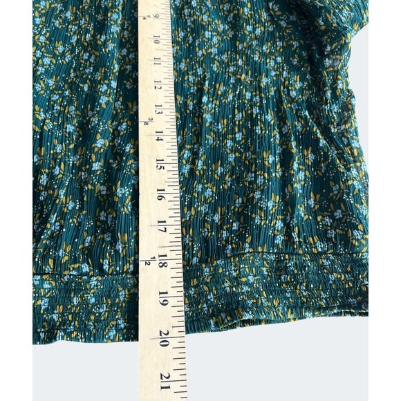 Free People Roma Forest Green Floral Sheer Mock Neck Long Sleeve Blouse Medium - Picture 6 of 15